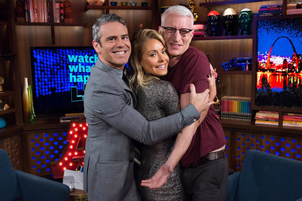 Andy Cohen, Kelly Ripa, Anderson Cooper, Watch What Happens Live Andy Cohen, Kelly Ripa, Anderson Cooper, Watch What Happens Live